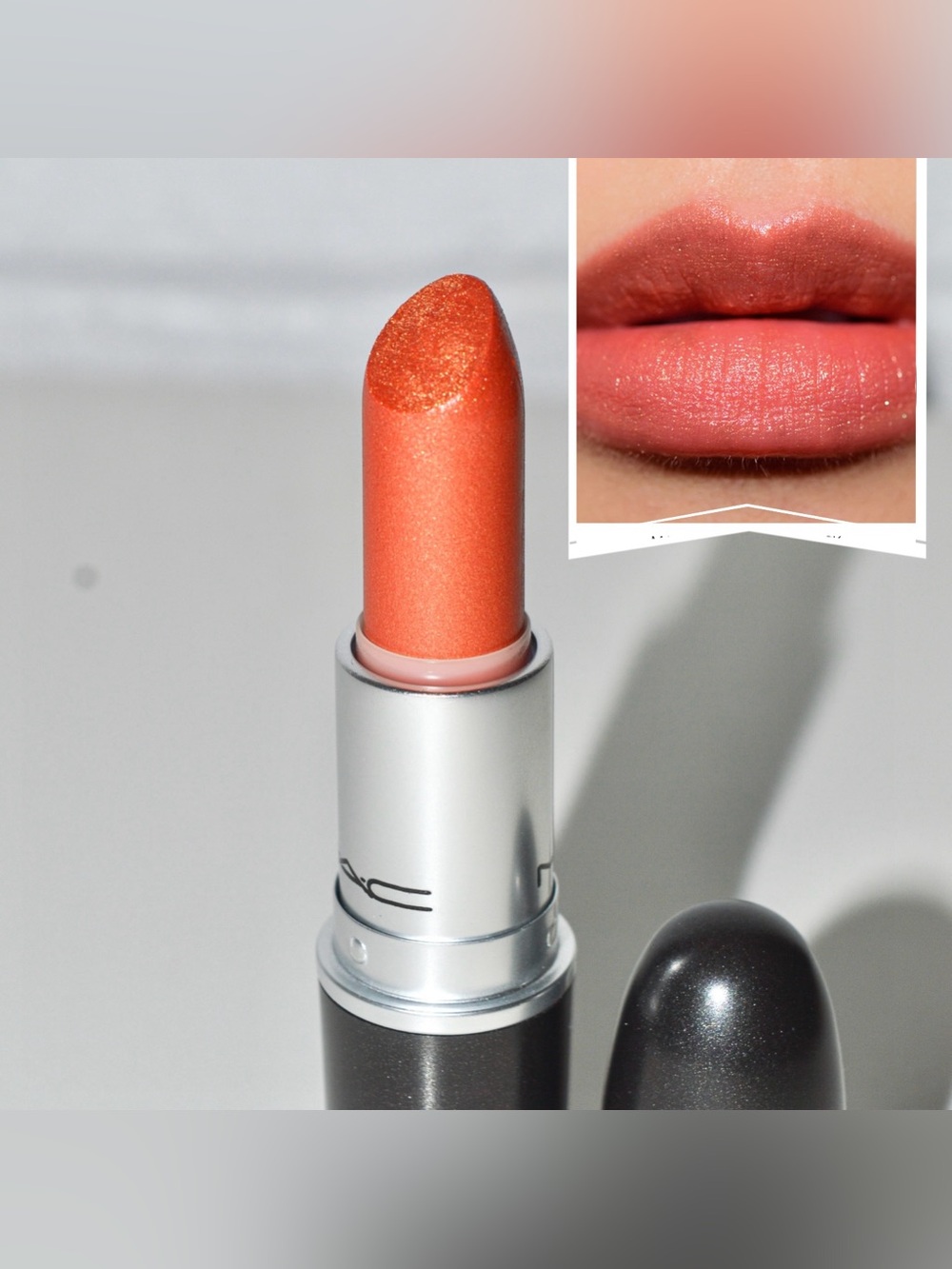 MAC Cosmetics Lipstick *MELTDOWN* Discontinued Copper Orange Red with Gold Pearl